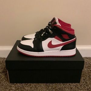 White/Gym Red/ Black Jordan 1 Mid